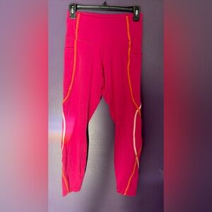 Vibrant Pink Leggings with Orange Accents